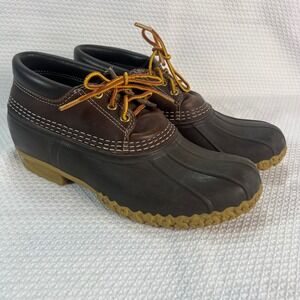 LL Bean Bean Boots Mens Brown Leather Waterproof Duck Shoes US 9? See Sizing